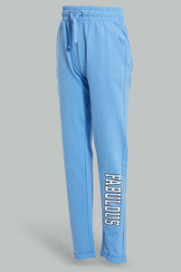 Redtag-Blue-Basic-Track-Pant-Joggers-Senior-Girls-9 to 14 Years