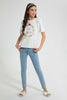 Redtag-White-Frills-Sleeve-Top-Embellished-Senior-Girls-9 to 14 Years