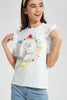 Redtag-White-Frills-Sleeve-Top-Embellished-Senior-Girls-9 to 14 Years