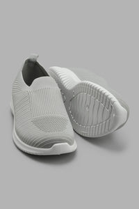 Redtag-Grey-Knit-Slip-On-Slip-Ons-Senior-Boys-5 to 14 Years