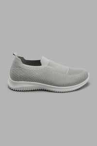 Redtag-Grey-Knit-Slip-On-Slip-Ons-Senior-Boys-5 to 14 Years