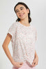 Redtag-White-Ditsy-Print-Extended-Front-Tie-Jacquard-Top-All-Over-Prints-Senior-Girls-9 to 14 Years