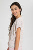 Redtag-White-Ditsy-Print-Extended-Front-Tie-Jacquard-Top-All-Over-Prints-Senior-Girls-9 to 14 Years