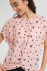 Redtag-Pink-Floral-Extended-Front-Tie-Jacquard-Top-All-Over-Prints-Senior-Girls-9 to 14 Years