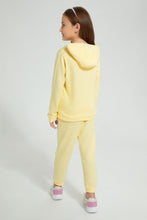 Load image into Gallery viewer, Redtag-Yellow-Hooded-Pullover-Jogsuit-Colour:Yellow,-Filter:Girls-(2-to-8-Yrs),-Girls-Sets,-New-In,-New-In-GIR,-Non-Sale,-S22A,-Section:Kidswear-Girls-2 to 8 Years
