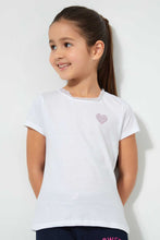 Load image into Gallery viewer, Redtag-White-Lace-Neck-Plain-T-Shirt-Plain-Girls-2 to 8 Years
