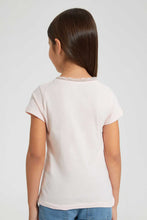 Load image into Gallery viewer, Redtag-Pink-Lace-Neck-Plain-T-Shirt-Plain-Girls-2 to 8 Years
