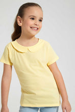 Load image into Gallery viewer, Redtag-Yellow-Collar-Plain-Tee-Blouses-Girls-2 to 8 Years
