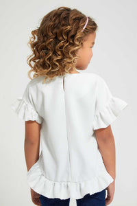 Redtag-Ivory-Floral-Printed-Blouse-Blouses-Girls-2 to 8 Years