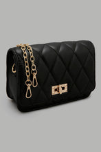 Load image into Gallery viewer, Redtag-Black-Quilted-Crossbody-Bag-Cross-Body-Bags-Girls-
