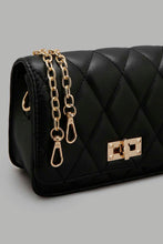 Load image into Gallery viewer, Redtag-Black-Quilted-Crossbody-Bag-Cross-Body-Bags-Girls-
