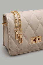 Load image into Gallery viewer, Redtag-Beige-Quilted-Crossbody-Bag-Cross-Body-Bags-Girls-
