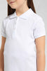 Redtag-White-Drop-Needle-Polo-Tee-Category:T-Shirts,-Colour:White,-Filter:Girls-(2-to-8-Yrs),-GIR-T-Shirts,-New-In,-New-In-GIR-APL,-Non-Sale,-S22B,-Section:Kidswear,-TBL-Girls-