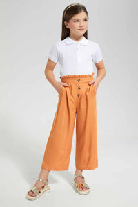Redtag-White-Drop-Needle-Polo-Tee-Category:T-Shirts,-Colour:White,-Filter:Girls-(2-to-8-Yrs),-GIR-T-Shirts,-New-In,-New-In-GIR-APL,-Non-Sale,-S22B,-Section:Kidswear,-TBL-Girls-