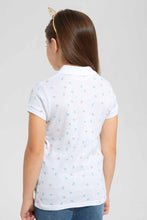 Load image into Gallery viewer, Redtag-White-Aop-Polo-Tee-Category:T-Shirts,-Colour:White,-Filter:Girls-(2-to-8-Yrs),-GIR-T-Shirts,-New-In,-New-In-GIR-APL,-Non-Sale,-S22B,-Section:Kidswear,-TBL-Girls-
