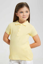 Load image into Gallery viewer, Redtag-Yellow-Drop-Needle-Polo-Tee-Category:T-Shirts,-Colour:Yellow,-Filter:Girls-(2-to-8-Yrs),-GIR-T-Shirts,-New-In,-New-In-GIR-APL,-Non-Sale,-S22B,-Section:Kidswear,-TBL-Girls-

