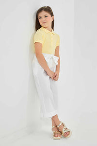 Redtag-Yellow-Drop-Needle-Polo-Tee-Category:T-Shirts,-Colour:Yellow,-Filter:Girls-(2-to-8-Yrs),-GIR-T-Shirts,-New-In,-New-In-GIR-APL,-Non-Sale,-S22B,-Section:Kidswear,-TBL-Girls-