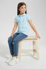 Redtag-Blue-Aop-Polo-Tee-Category:T-Shirts,-Colour:Blue,-Filter:Girls-(2-to-8-Yrs),-GIR-T-Shirts,-New-In,-New-In-GIR-APL,-Non-Sale,-S22B,-Section:Kidswear,-TBL-Girls-