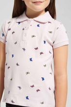 Load image into Gallery viewer, Redtag-Pink-Aop-Polo-Tee-Category:T-Shirts,-Colour:Pink,-Filter:Girls-(2-to-8-Yrs),-GIR-T-Shirts,-New-In,-New-In-GIR-APL,-Non-Sale,-S22B,-Section:Kidswear,-TBL-Girls-
