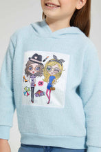 تنزيل الصورة على معرض الصور، Redtag-Blue-Fur-Hooded-Sweatshirt-Sweatshirts-Girls-2 to 8 Years
