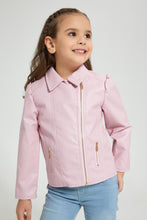 تنزيل الصورة على معرض الصور، Redtag-Pink-Pu-Biker-Jacket-Jackets-Girls-2 to 8 Years
