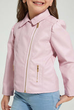 تنزيل الصورة على معرض الصور، Redtag-Pink-Pu-Biker-Jacket-Jackets-Girls-2 to 8 Years
