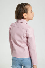 تنزيل الصورة على معرض الصور، Redtag-Pink-Pu-Biker-Jacket-Jackets-Girls-2 to 8 Years
