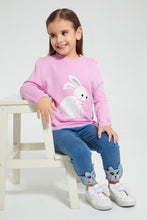 تنزيل الصورة على معرض الصور، Redtag-Pink-Bunny-Embroideredroidery-Pullover-Pullovers-Girls-2 to 8 Years
