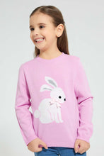 تنزيل الصورة على معرض الصور، Redtag-Pink-Bunny-Embroideredroidery-Pullover-Pullovers-Girls-2 to 8 Years
