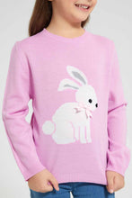 تنزيل الصورة على معرض الصور، Redtag-Pink-Bunny-Embroideredroidery-Pullover-Pullovers-Girls-2 to 8 Years
