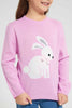 Redtag-Pink-Bunny-Embroideredroidery-Pullover-Pullovers-Girls-2 to 8 Years