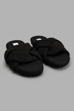 Load image into Gallery viewer, Redtag-Black-Waffle-Knot-Slipper-Slippers-Women&#39;s-
