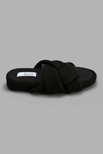 Load image into Gallery viewer, Redtag-Black-Waffle-Knot-Slipper-Slippers-Women&#39;s-
