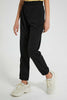 Redtag-Black-Paperbag-Waist-Jog-Pant-Cargo-Pants-Senior-Girls-9 to 14 Years