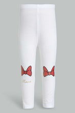 Load image into Gallery viewer, Redtag-White-Bow-Printed-Legging-Leggings-Infant-Girls-3 to 24 Months
