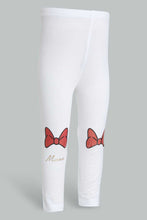 Load image into Gallery viewer, Redtag-White-Bow-Printed-Legging-Leggings-Infant-Girls-3 to 24 Months
