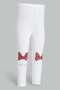 Redtag-White-Bow-Printed-Legging-Leggings-Infant-Girls-3 to 24 Months