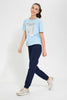 Navy Elasticated Waistband Knitted Jegging