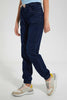 Navy Elasticated Waistband Knitted Jegging