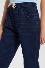 Load image into Gallery viewer, Navy Elasticated Waistband Knitted Jegging
