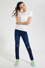 Load image into Gallery viewer, Redtag-Dk-Wash-Skinny-Jeggings-With-Bunny-Jeggings-Senior-Girls-9 to 14 Years
