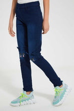 Load image into Gallery viewer, Redtag-Dk-Wash-Skinny-Jeggings-With-Bunny-Jeggings-Senior-Girls-9 to 14 Years
