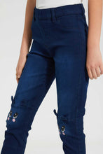 Load image into Gallery viewer, Redtag-Dk-Wash-Skinny-Jeggings-With-Bunny-Jeggings-Senior-Girls-9 to 14 Years
