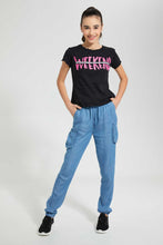 Load image into Gallery viewer, Redtag-Black-Weekend-Ruffled-T-Shirt-Cropped-Tops-Senior-Girls-9 to 14 Years
