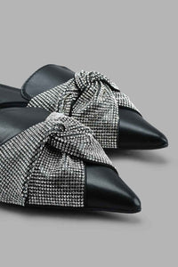 Redtag-Black-Knot-Diamante-Closed-Toe-Mules-Women's-