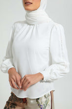 Load image into Gallery viewer, Redtag-White-Lace-Insert-Blouse-Blouses-Women&#39;s-
