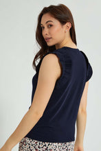 Load image into Gallery viewer, Redtag-Blue-Sleeve-Detail-Top-Tops-Women&#39;s-
