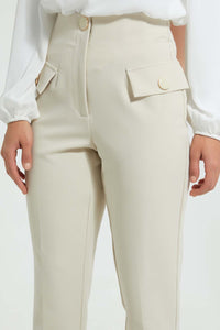 Redtag-Cream-Slim-Leg-Tailored-Trousers-With-Button-Detail-On-Waist-And-Pocket-Flaps-Trousers-Women's-