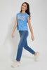 Redtag-Blue-Shortsleeve-Top-Cropped-Tops-Senior-Girls-9 to 14 Years