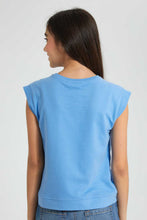Load image into Gallery viewer, Redtag-Blue-Shortsleeve-Top-Cropped-Tops-Senior-Girls-9 to 14 Years
